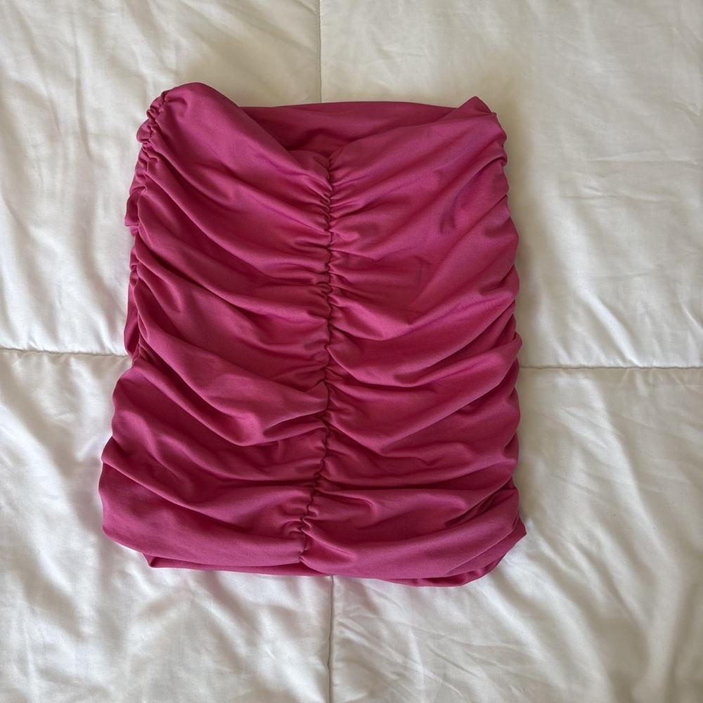 Ruched Crop Top in Vibrant Fuchsia